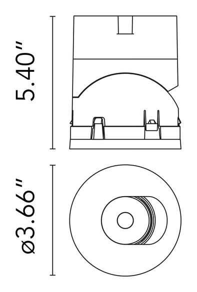 Light Shadow Pro Ø90 Non IC Downlight by Flos, size drawing: Light Shadow Pro Ø 90 Adjustable