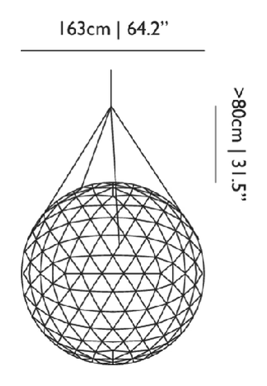 Raimond II R127-R163-R199 Pendant Lamp by Moooi, size drawing: Raimond II, R163