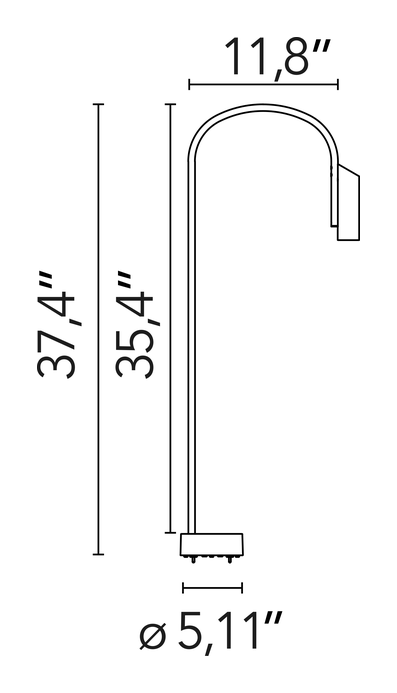 Caule Bollard Light by Flos, size drawing: Caule Bollard 2