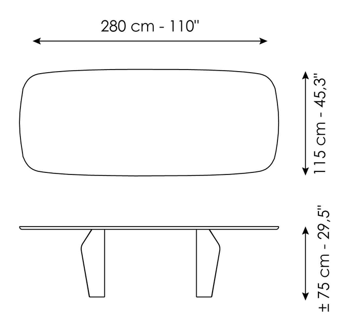 Flame Dining Table by Bonaldo, size drawing 4