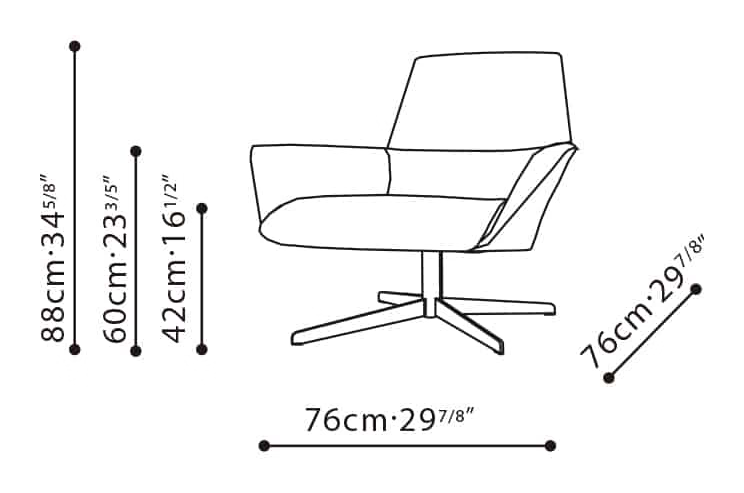 Qing Chair (Low Back) by Camerich, size drawing: C02D0702