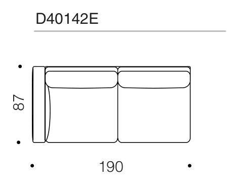 Fenix Sofa by Driade, size drawing: D40142E
