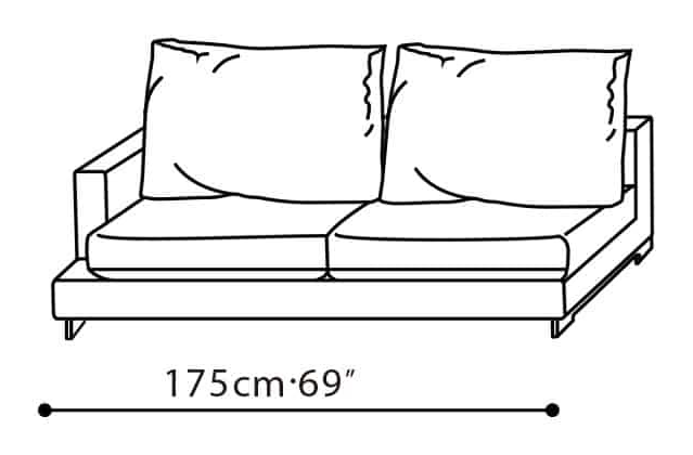 LazyTime Small Sofa by Camerich, size drawing: C0150025