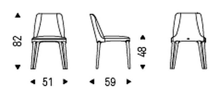 Wilma Dining Chair by Cattelan Italia, size drawing