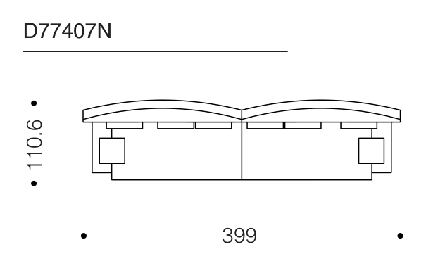 Wow Sofa by Driade, size drawing: D77407N