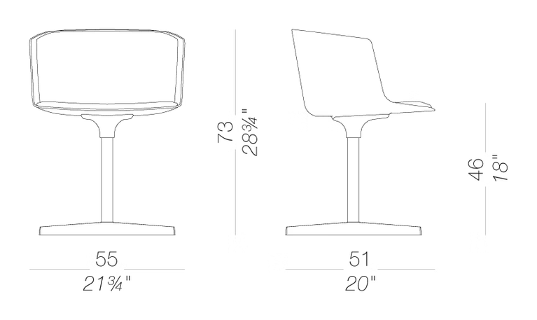 Cut S190-191 Chair by LaPalma, size drawing