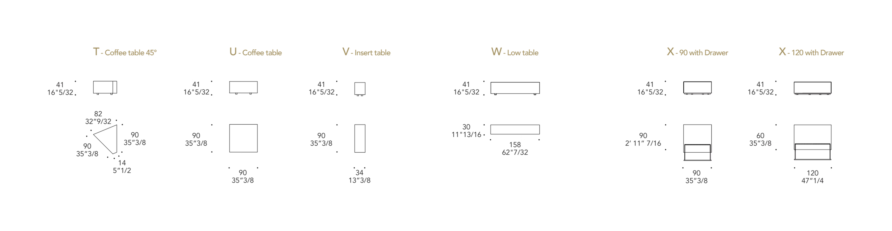 Adone 40 Coffee Table by Reflex, size drawing