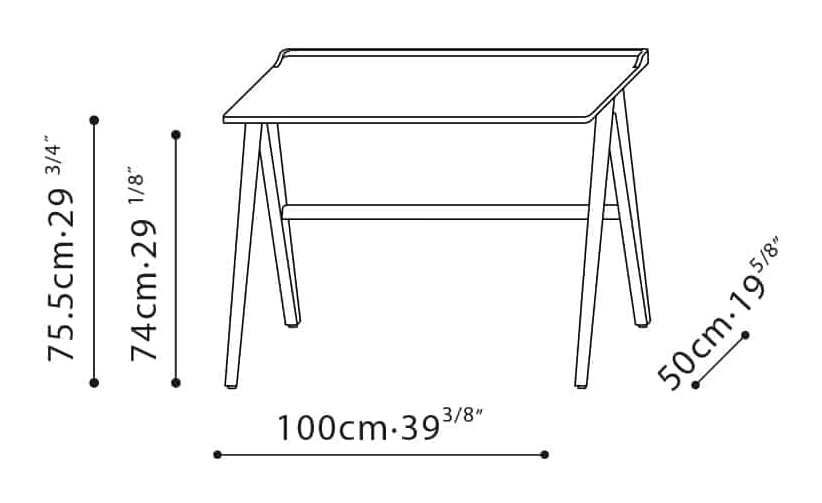 Forma Desk by Camerich, size drawing: C05L0101