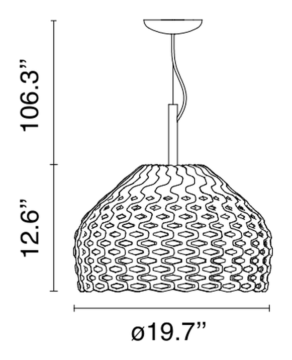 Tatou Suspension Pendant Lamp by Flos, size drawing