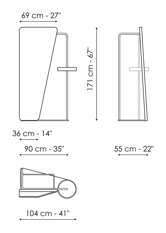 Camillo Valet Stand by Bonaldo, size drawing