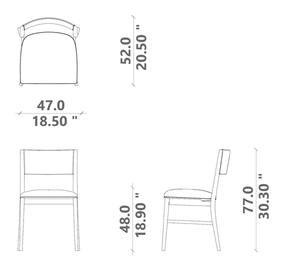 Alicia Dining Chair by Talenti, size drawing
