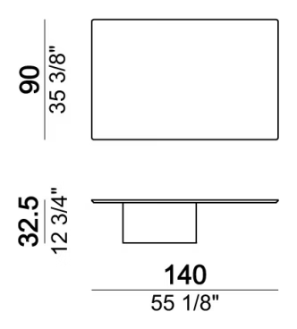 Petra Coffee Table by Arketipo, size drawing: Coffee Table