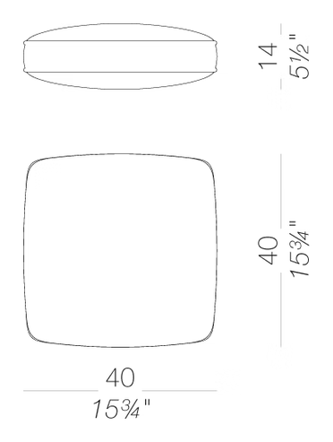Oort Square Cushion, 15.75 in by LaPalma, size drawing