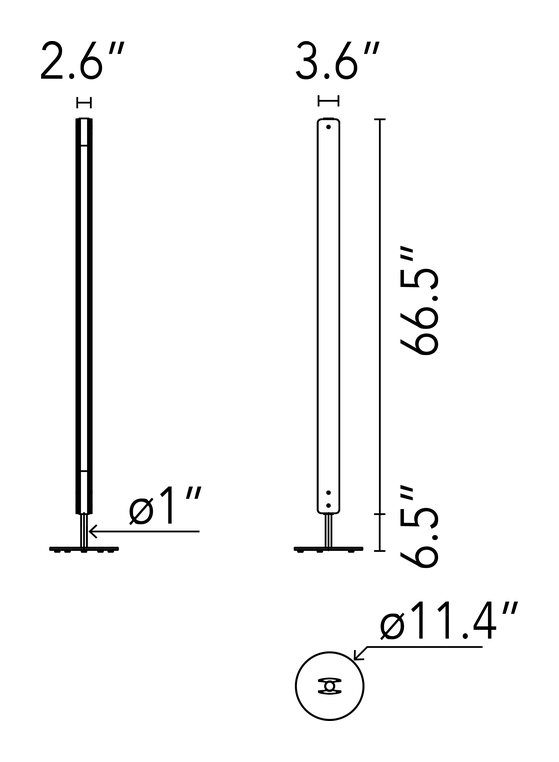 Seki-Han Floor Lamp by Flos, size drawing