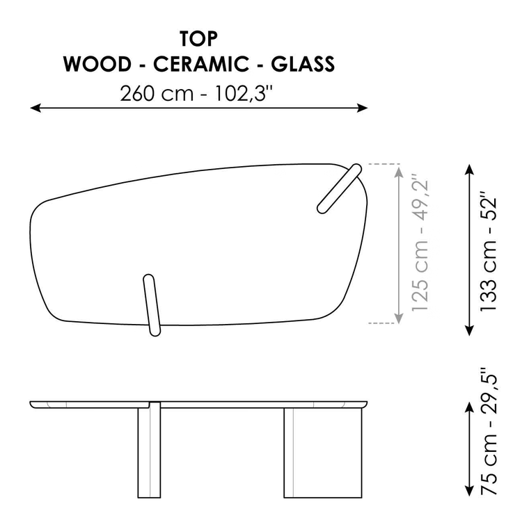 Flatiron Dining Table by Bonaldo, size drawing 2