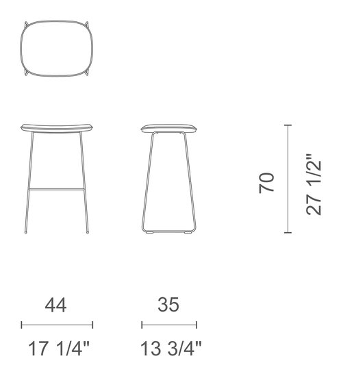 Morrison Stool by Cappellini, size drawing: HP_11B