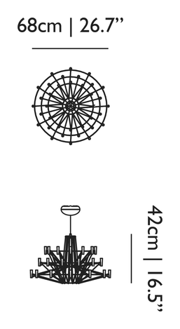 Coppélia Suspended Pendant Lamp by Moooi, size drawing: Small