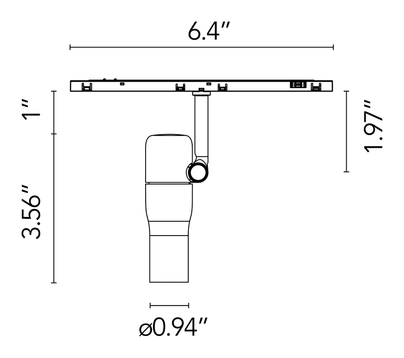 Atom 90 Spotlight, Glowing Track by Flos, size drawing 1