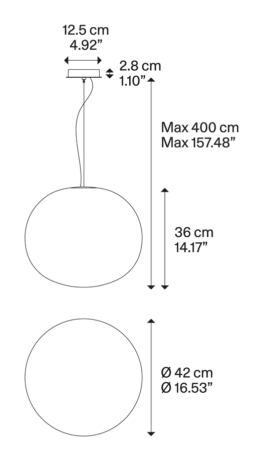 Volum Pendant Lamp by Lodes, size drawing