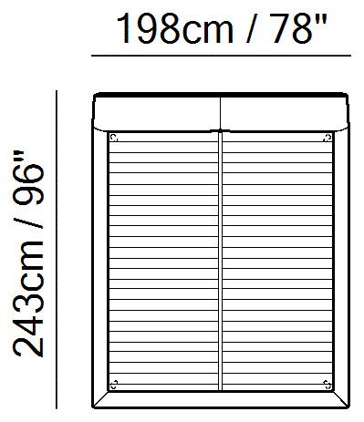 Piuma Bed by Natuzzi Italia: Bed with split mesh 160X200, outline drawing with sizes