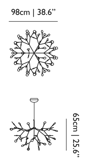 Heracleum III Suspended Pendant Lamp by Moooi, size drawing: Large