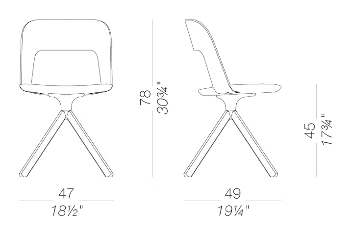 Arco S211 Chair by LaPalma, size drawing
