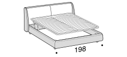 Bend Bed by Ditre Italia, size drawing: Double size bed for 180x200 cm mattress with EASY mechanism