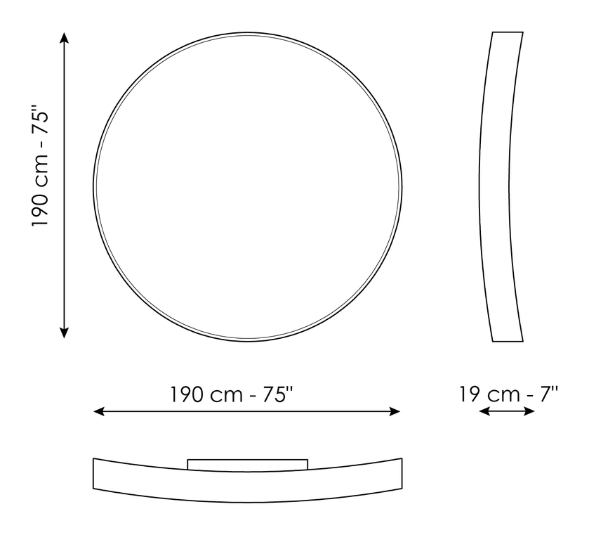 Adone Mirror by Bonaldo, size drawing: Adone Ø190