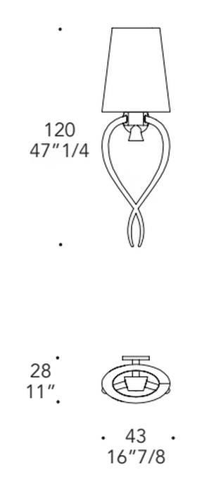 Palazzo Ducale Applique Wall Lamp by Reflex, size drawing
