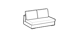 Loman 2.0 Sofa by Ditre Italia, size drawing: 2-seat maxi central element