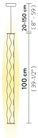 Hugo Pendant Lamp by Slamp, size drawing: Hugo Suspension / Hugo Vertical (vertical)