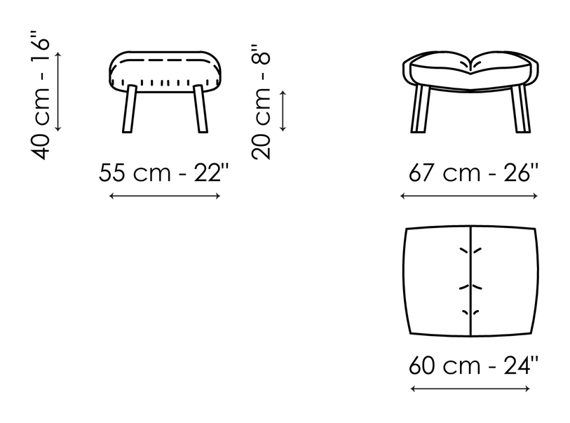Pil Armchair by Bonaldo, size drawing: Pil footrest