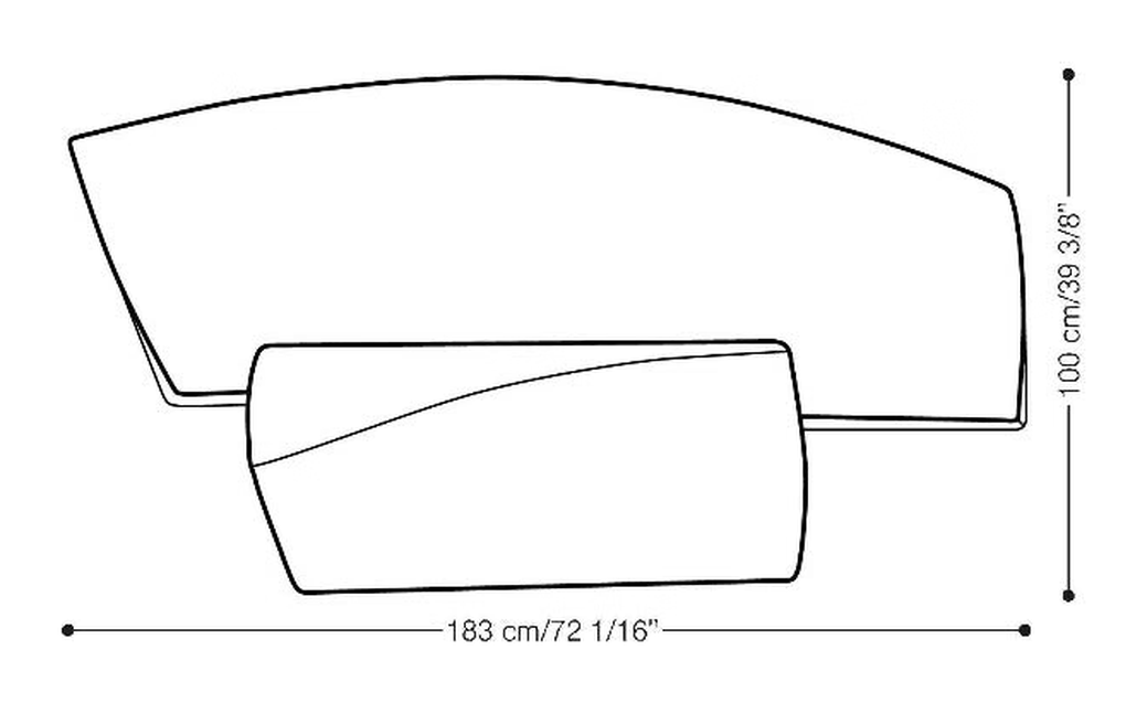Gehry Sofa by Heller, size drawing 3