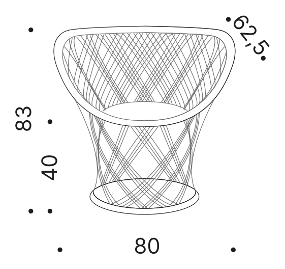 Pavo Armchair by Driade, size drawing
