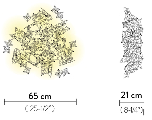 Hanami Ceiling/Wall Lamp by Slamp, size drawing