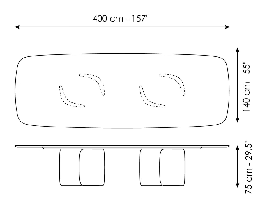 Mellow Dining Table by Bonaldo, size drawing 8