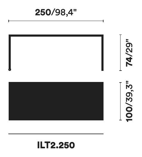 ILtavolo 2.0 Dining Table by Opinion Ciatti, size drawing: ILT2.250