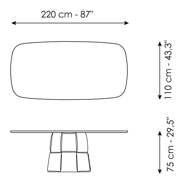 Palazzo Dining Table by Bonaldo, size drawing 2