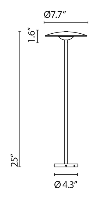 Ginger Bollard Light by Marset, size drawing: Ginger 20/63
