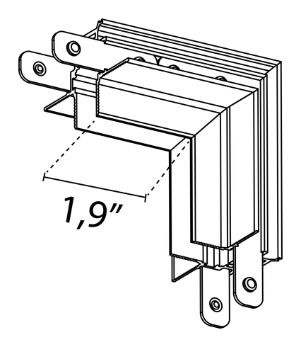 The Tracking Magnet Recessed Track by Flos, size drawing: The Tracking Magnet Recessed Profile Inner Mechanical Corner