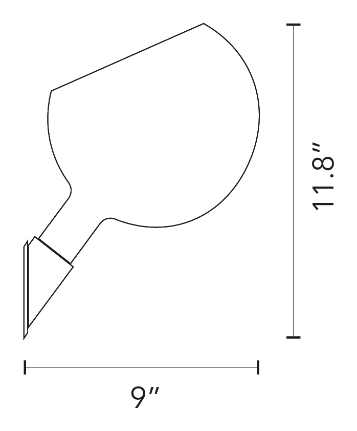 Parola Wall Lamp by Fontana Arte, size drawing