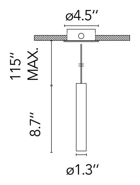 Find Me 1 Suspension Ceiling Pendant by Flos, size drawing