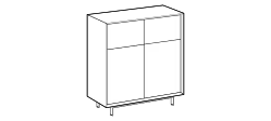Eric Sideboard by Ditre Italia, size drawing: Sideboard with 4 doors