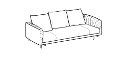 Avenue Sofa by Ditre Italia, size drawing: 3-seat sofa