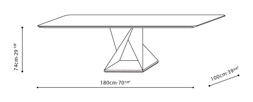 Zing Dining Table by Camerich, size drawing: C05D1203
