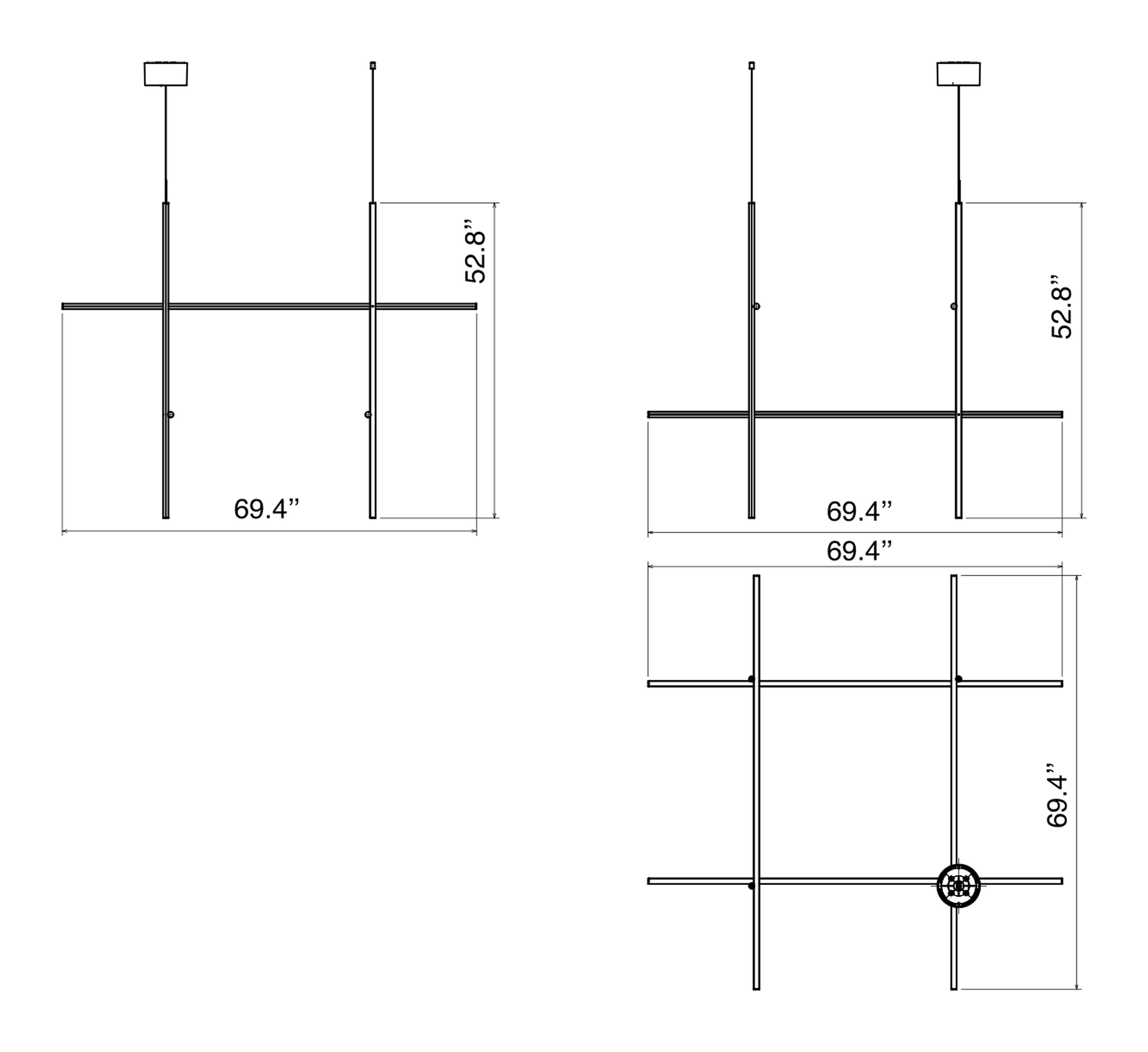 Coordinates Suspension Lamp by Flos, size drawing: Coordinates Module Suspension