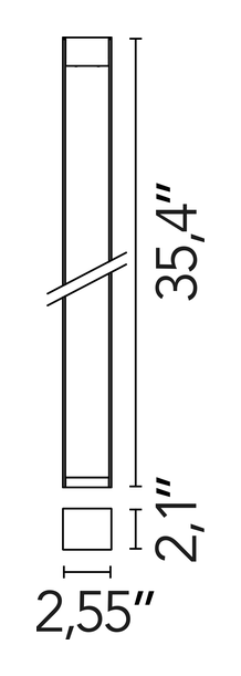 Klein Pro Bollard Light by Flos, size drawing: Klein Pro H 900 mm