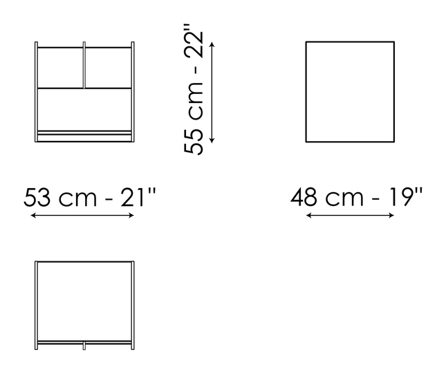 Aureo Nightstand & Dresser by Bonaldo, size drawing: Aureo bedside table