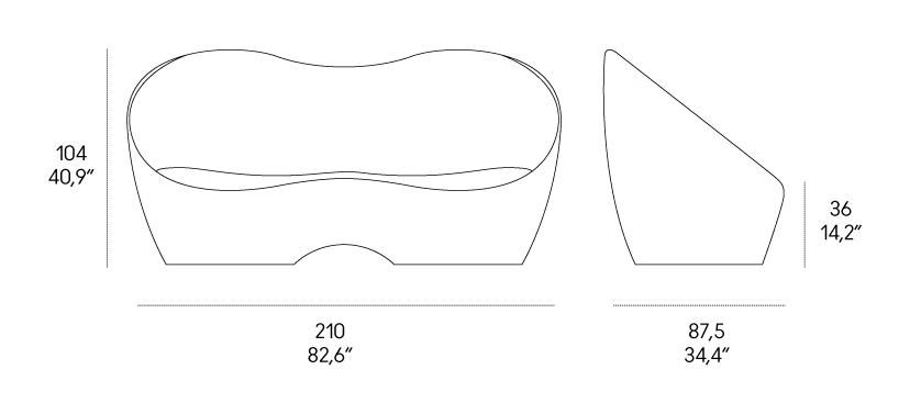 Kouch Sofa by Casamania, size drawing