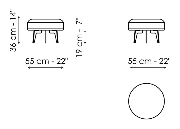 Lovy Armchair by Bonaldo, size drawing: Lovy pouf